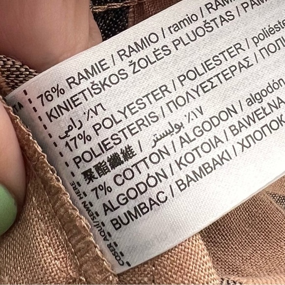 2/25 Mango Ramie-Blend Striped Shorts Striped New high waisted - Picture 7 of 7